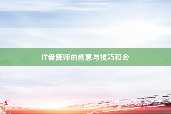IT盘算师的创意与技巧和会